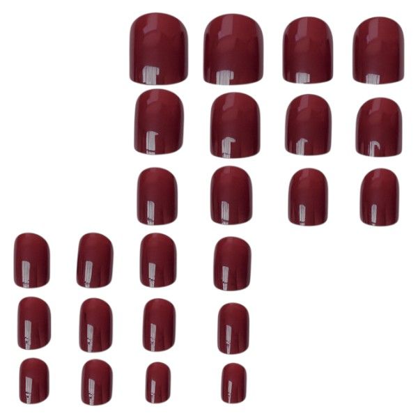 24 Piece - Square Press-On Nails in Classic Gloss Finish - Burgundy