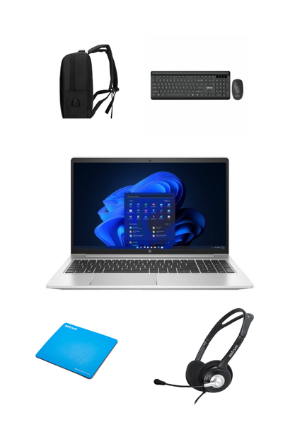 HP 25X Series Celeron laptop 8GB RAM 256GB SSD Windows home bundle Kit