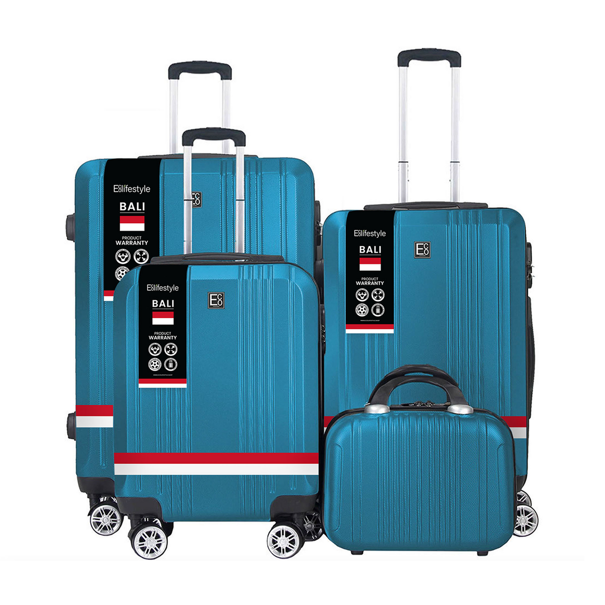 Bali Premium Hardshell Luggage Set with 360 Wheels - Caribbean Sea Blue