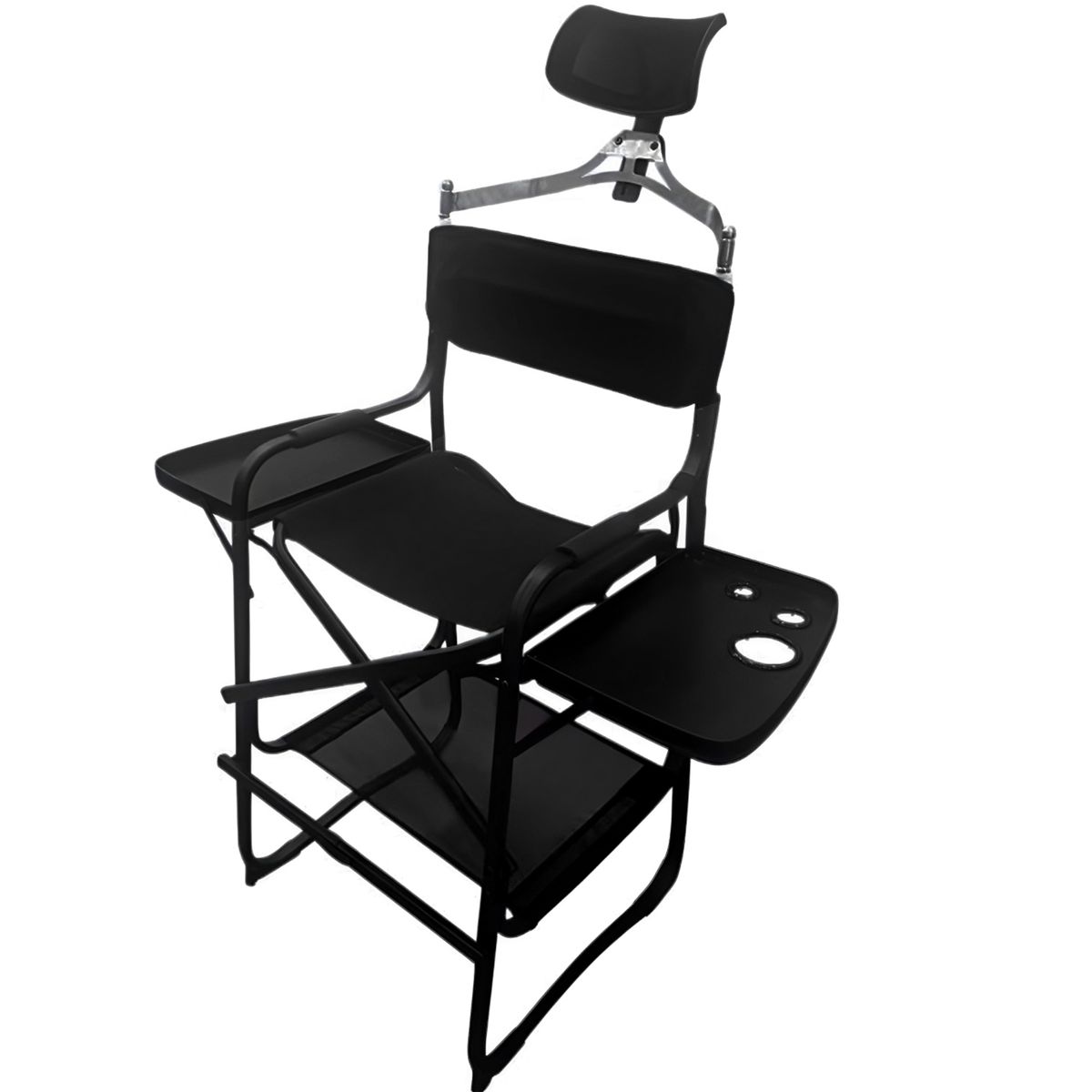 Portable High Folding Makeup Artist Stool, Makeup Chair With Headrest, Metal