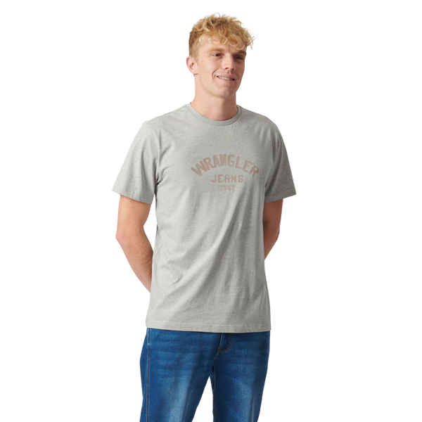 Wrangler 1947Jeans Logo Men's T-shirt in Grey Melange
