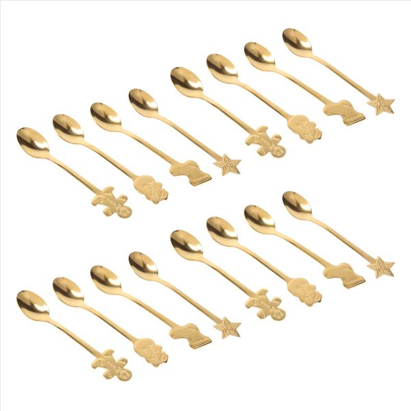 16Pcs Christmas Decorations For Home Stainless Xmas Spoons Silver