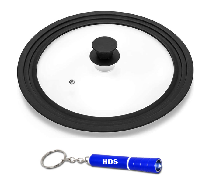 TMH 3 in 1 Universal Silicone and Glass Lid - Black with HDS Torch