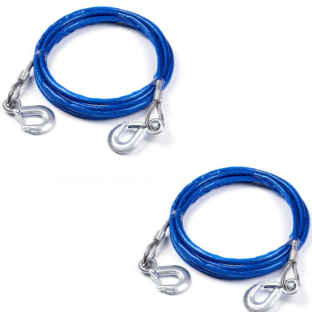 2 x Tow Rope Steel Towing Rope 7 Ton (7000kg) For Trucks SUVs Bakkies