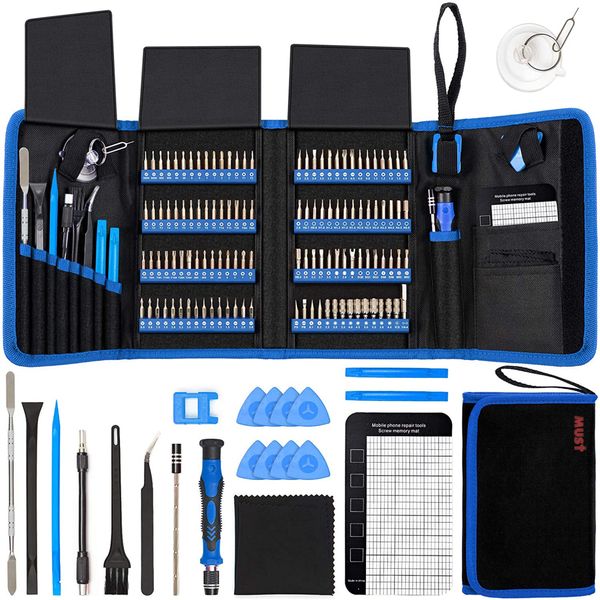 MUST 142-Piece Electronics Precision Screwdriver Sets with 120 Bits Repairs