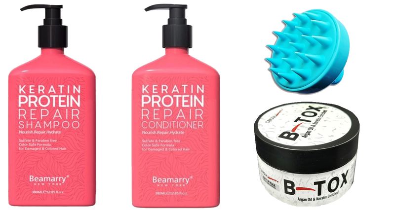 Beamarry Keratin Repair Set + Sarah Beauty B-Tox 150g + Shampoo Brush(02)