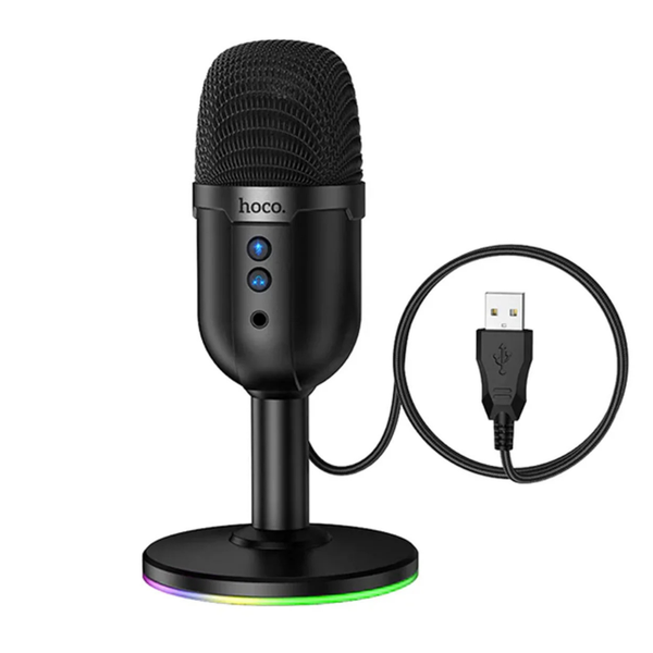HOCO. USB Desktop Microphone RGB For Gaming ,Live Metting , Brodcast L25