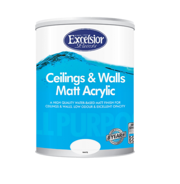 Excelsior All Purpose Ceilings &amp; Wall Matt Acrylic 20lt