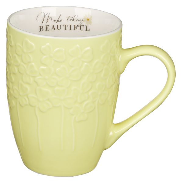 Mug - Make Today Beautiful, Daisies, Yellow