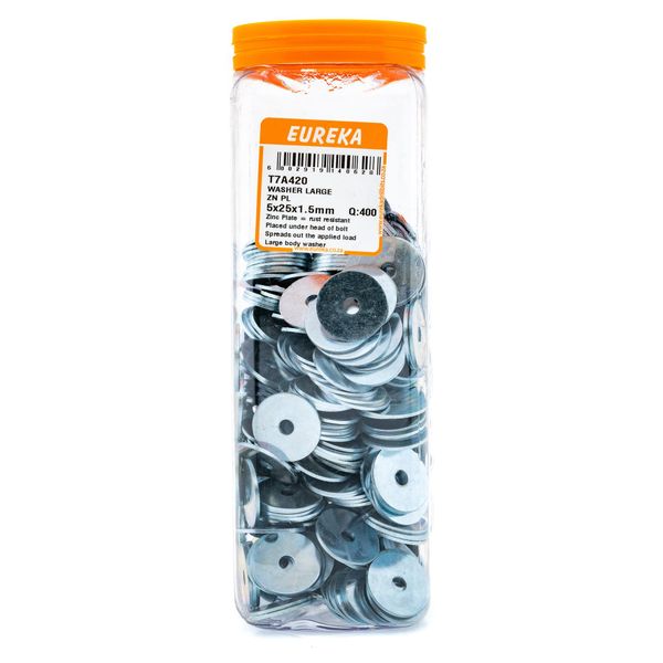 EUREKA Large Body Washer Zinc Plated 5 x 25 x 1.5mm Q:400 T7A420