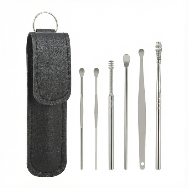 Ear Wax Removal Kit - 6 Piece With Travel Pouch