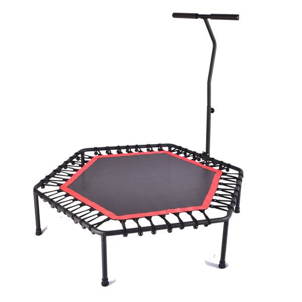 JumpeRoo 129cm Hexagon Rebound Trampoline with Handlebar - Adjustable