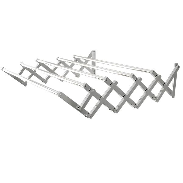 5 Pole Stainless Steel Foldable Clothes Drying Rack Telescopic Indoor Airer