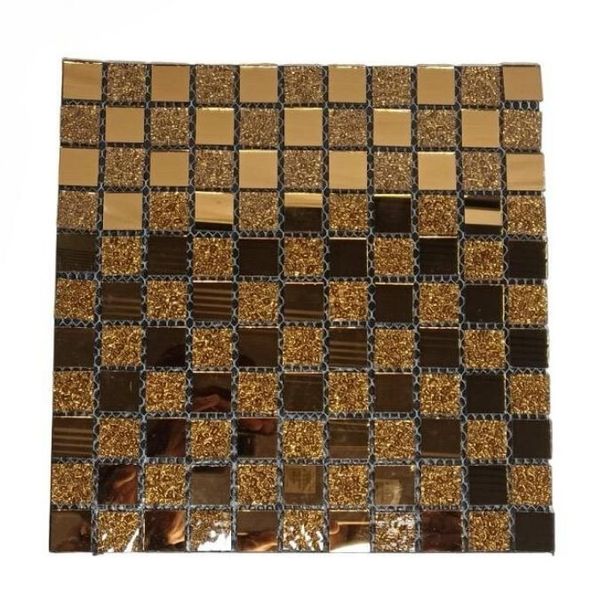TGS-063-19 Brown &amp; Gold Mosaic Tiles
