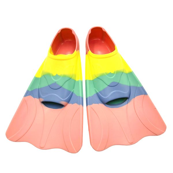 Children's Rainbow Silicone Swim Fins for Freestyle or Snorkeling
