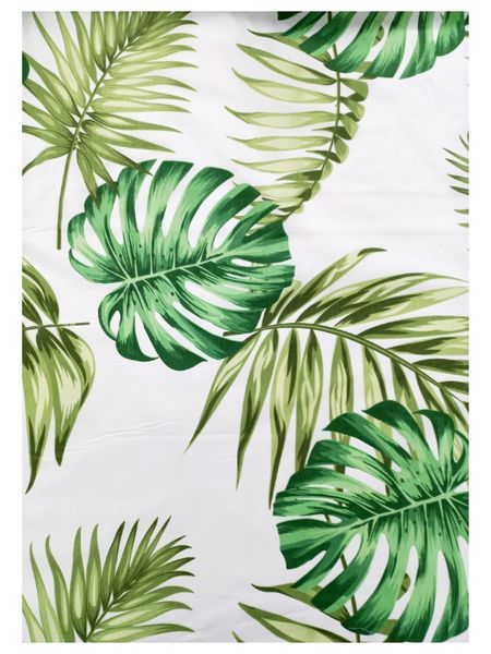 White tablecloth with Tropical Leaves 8x10 seater (150cm x 320cm)