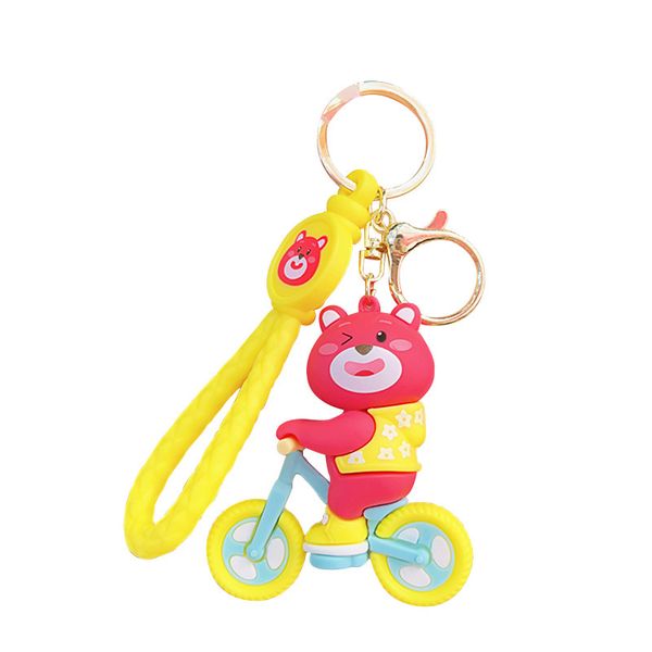 Strawberry Bear Bicycle Keychain - Yellow