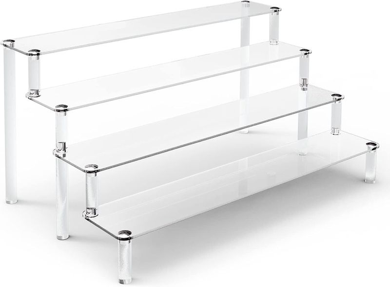 Acrylic Stands for Display, 4 Tier Clear Display Stand Risers Shelf