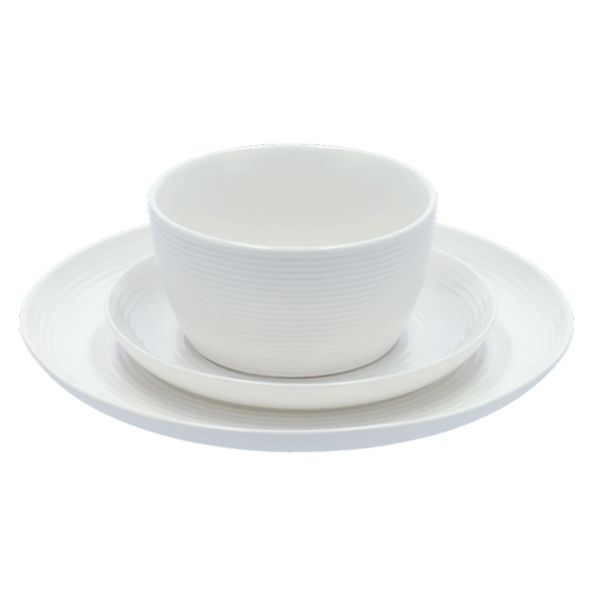 Ribbed White Dinner Set 12 Piece
