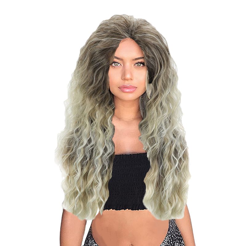 24" Ash Blonde Curly Synthetic Wig Mixed Blonde Small Curly Wig Shop