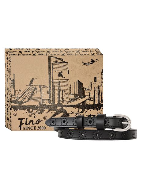 Fino F2022E Women s Genuine Leather Belt with Unique Star Design with Box