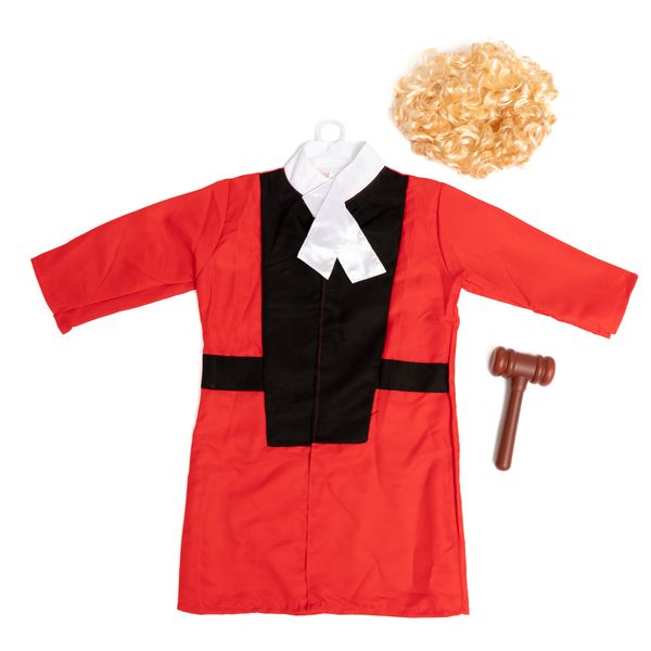 Judge Role Play Costume Set with Wig and Hammer