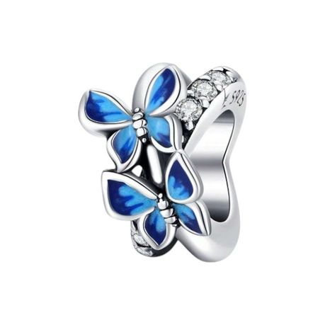 S925 Sterling Silver Butterfly Charm - Dark Blue Image