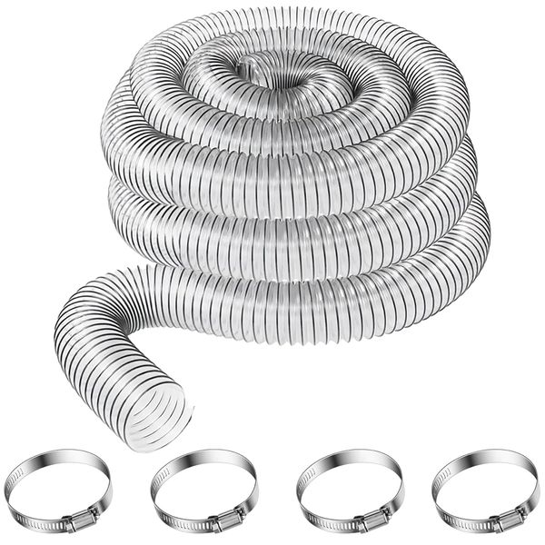 Tool DIY PVC Dust Collection Hose With Stainless Steel Clamps Set of 5