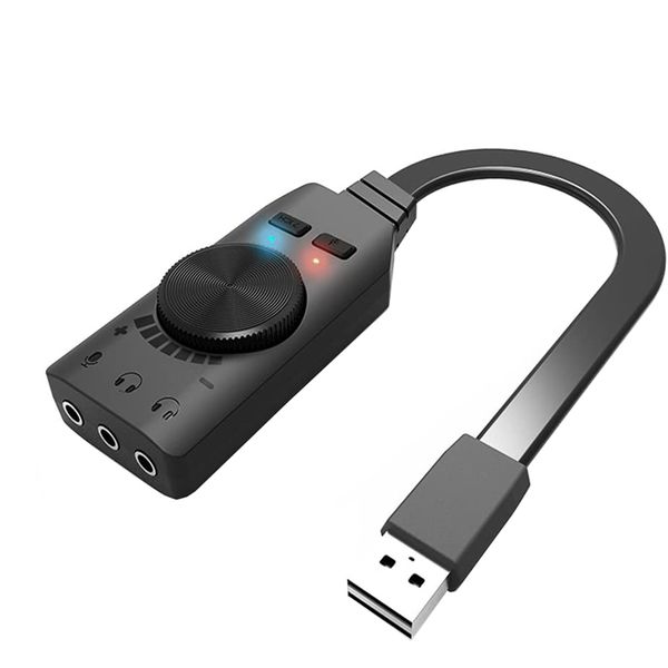 USB External Stereo Sound Adapter Splitter Converter with Volume Control