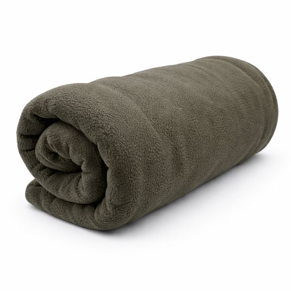 Camping Pet Plush Fleece Blanket - Cozy Comfort in Dark Olive 160x180