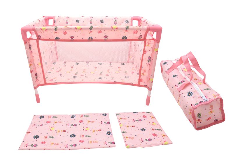 Doll Travel Camp Cot with Quilt, Pillow &amp; Carry Bag - Portable Play Set