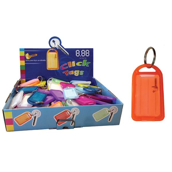 Key ring click tag - Box of 100 (assorted colours)