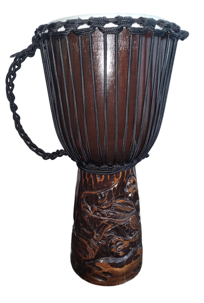 Djembe Drum Dark Carved Dragon 27cm x 60cm