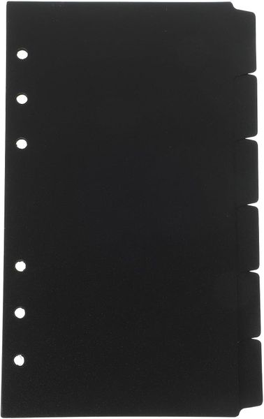 6Pcs A6 Black Plastic Binder Dividers with Tabs, 6-Hole Ring Binder Index