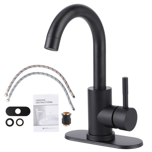 Stainless Steel Hot Cold Matte Black Farmhouse Faucet US Standard
