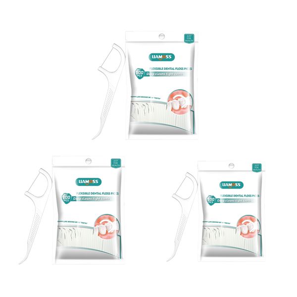 Dental Floss Picks - 100 Pieces (3 Pack)