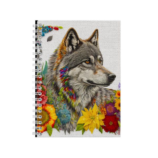 Embroidered GRAY WOLF2 Notebook Animal Gift Idea Notepad Pad 100