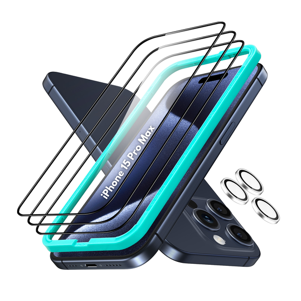 ESR Tempered Glass Screen &amp; Camera Lens Protector Set For iPhone 15 Pro Max