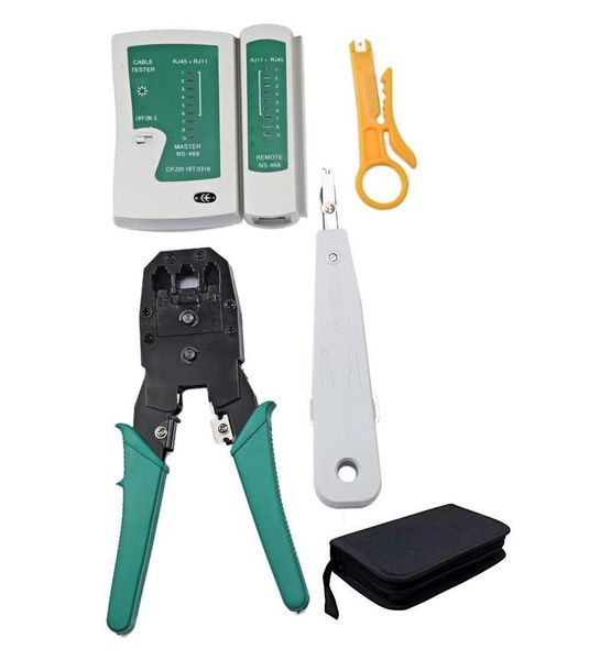 5-in-1 Network Tool Kit - RJ45 Crimper, Cable Tester, Punch Down Toolkit
