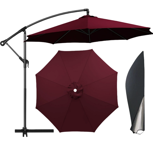 3M Garden Umbrella with Cross Base &amp; Adjustable Height &amp; Protective Case