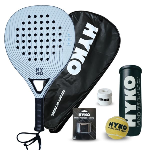 HYKO - Padel Beginners Combo with Racket, Balls &amp; Overgrip