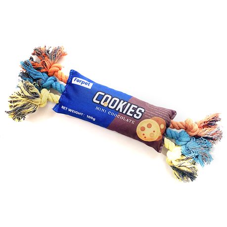 Rope Knot Squeaky Pet Toy - Blue Cookie Image