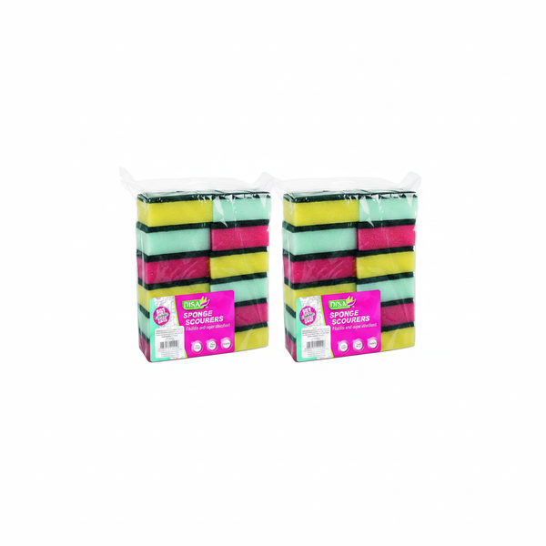 12 Piece Scouring Foam Pads for Kitchen Cleaning - 2 Pack