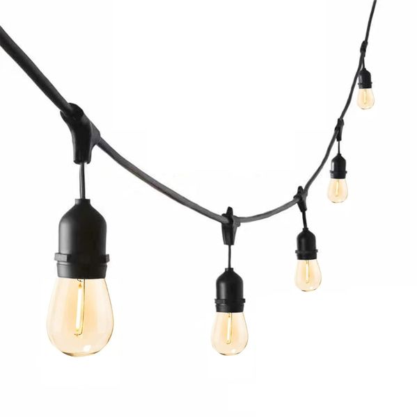 5m 220V LED Outdoor String Lights Warm White, 10 x Hanging Sockets - EMS