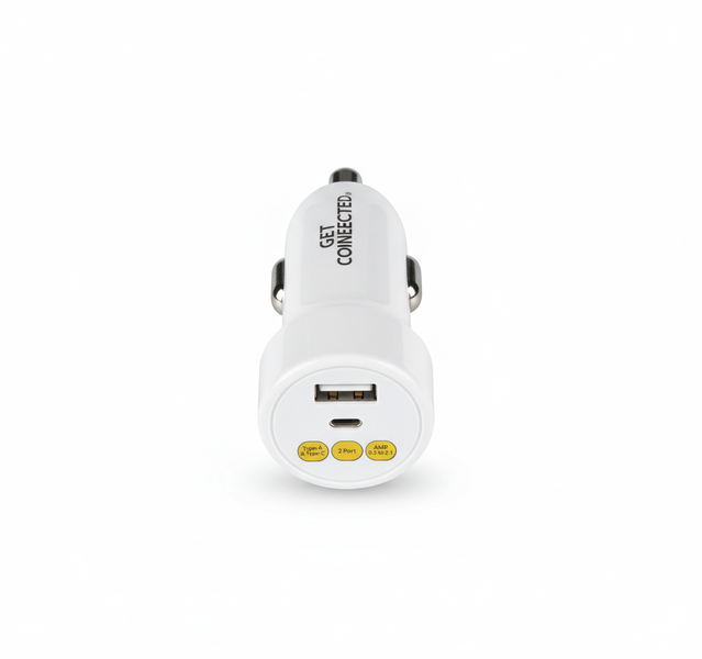 Get Connected USB In-Car Charger Dual Port 2.1A
