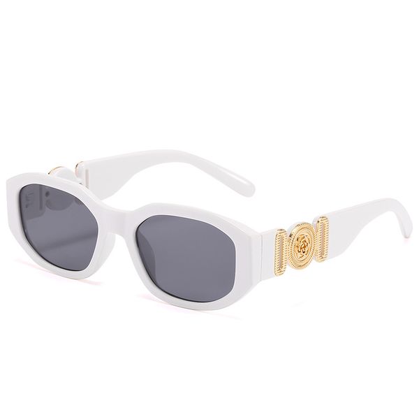 Gold Tone Medallion Sunglasses (White)