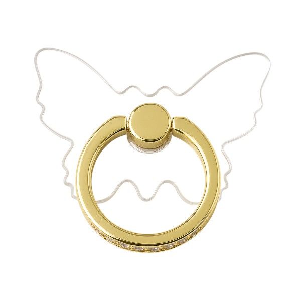 Butterfly Mobile Phone Ring Buckle - Gold Finger Grip - Transparent