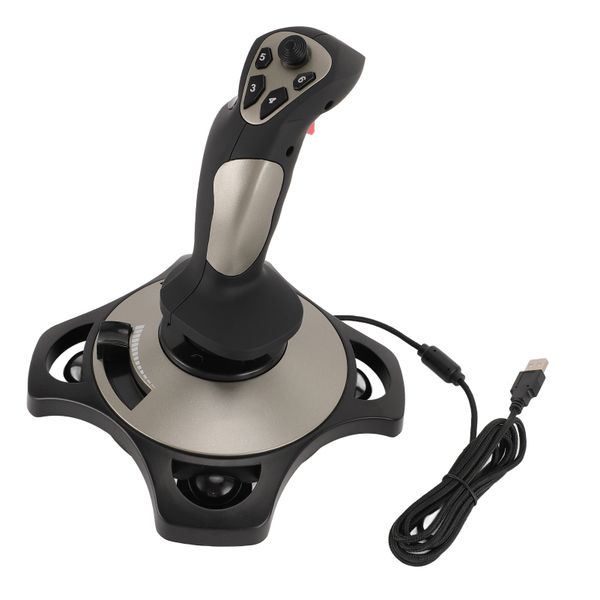 PC Flight Joystick Wired with Vibration Throttle Compatible with Windows