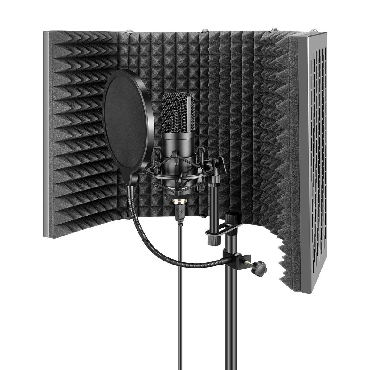 5 Plate Foldable Recording Microphone Noise Reduction Isolation Shield