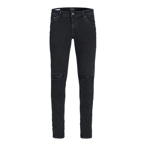 Jack and Jones - Men's Liam Slim Fit Ripped Jeans - Black Denim - Parallel Import